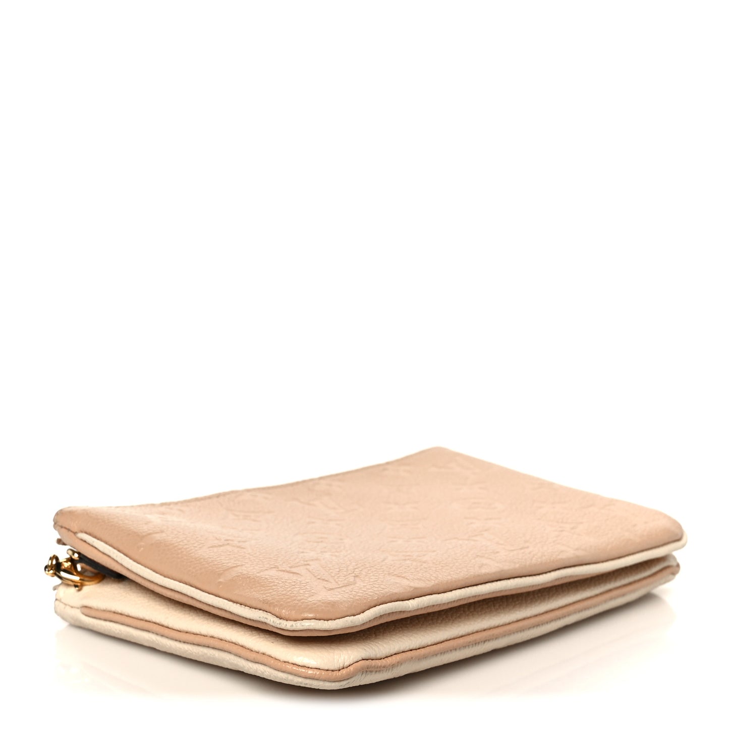 Empreinte Double Zip Pochette Beige Rose Creme