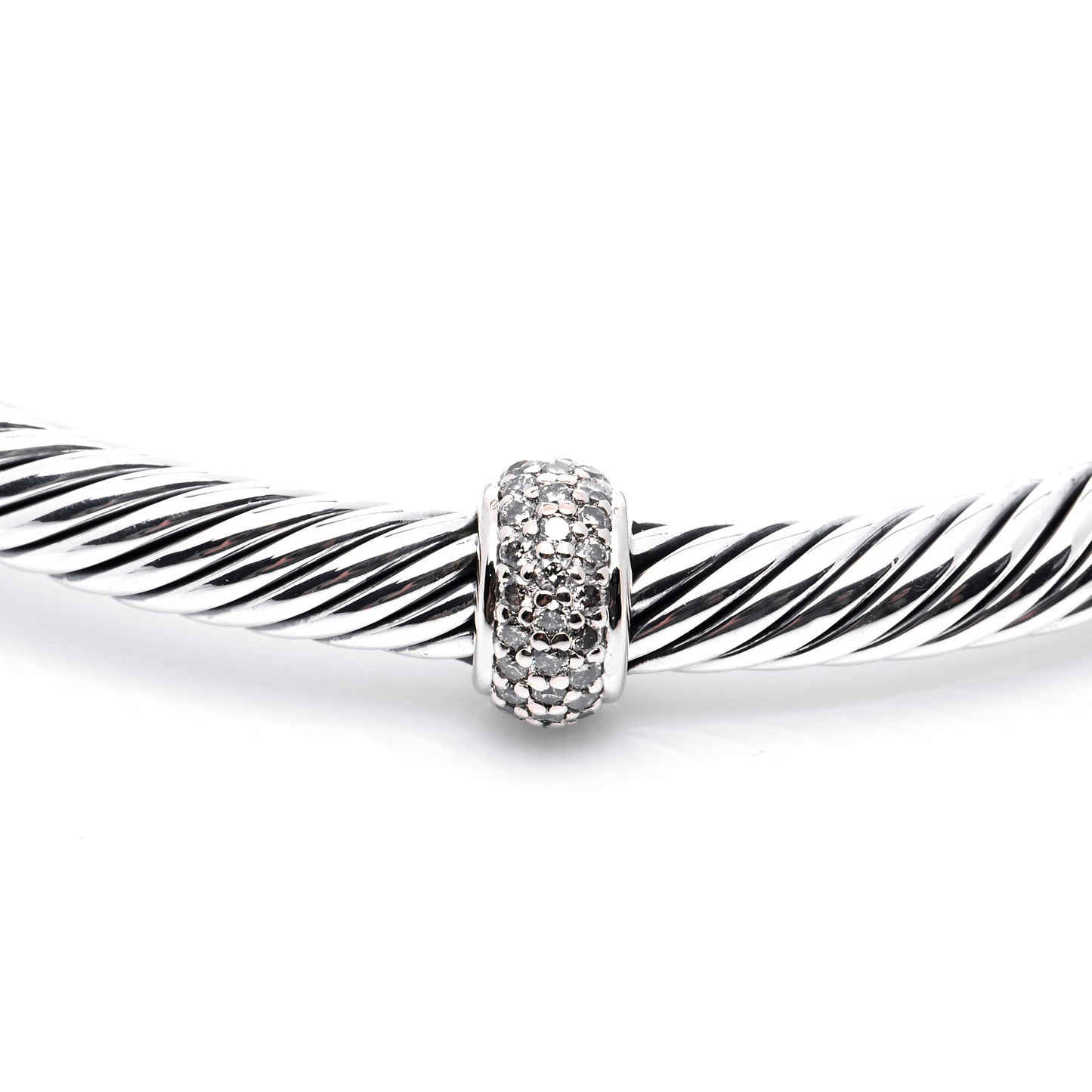 Sterling Silver 18K White Gold Diamond 5mm Cable Classics Station Bracelet