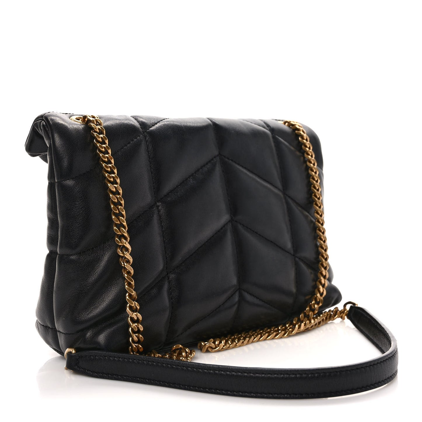Lambskin Quilted Toy Loulou Puffer Monogram Chain Satchel Black