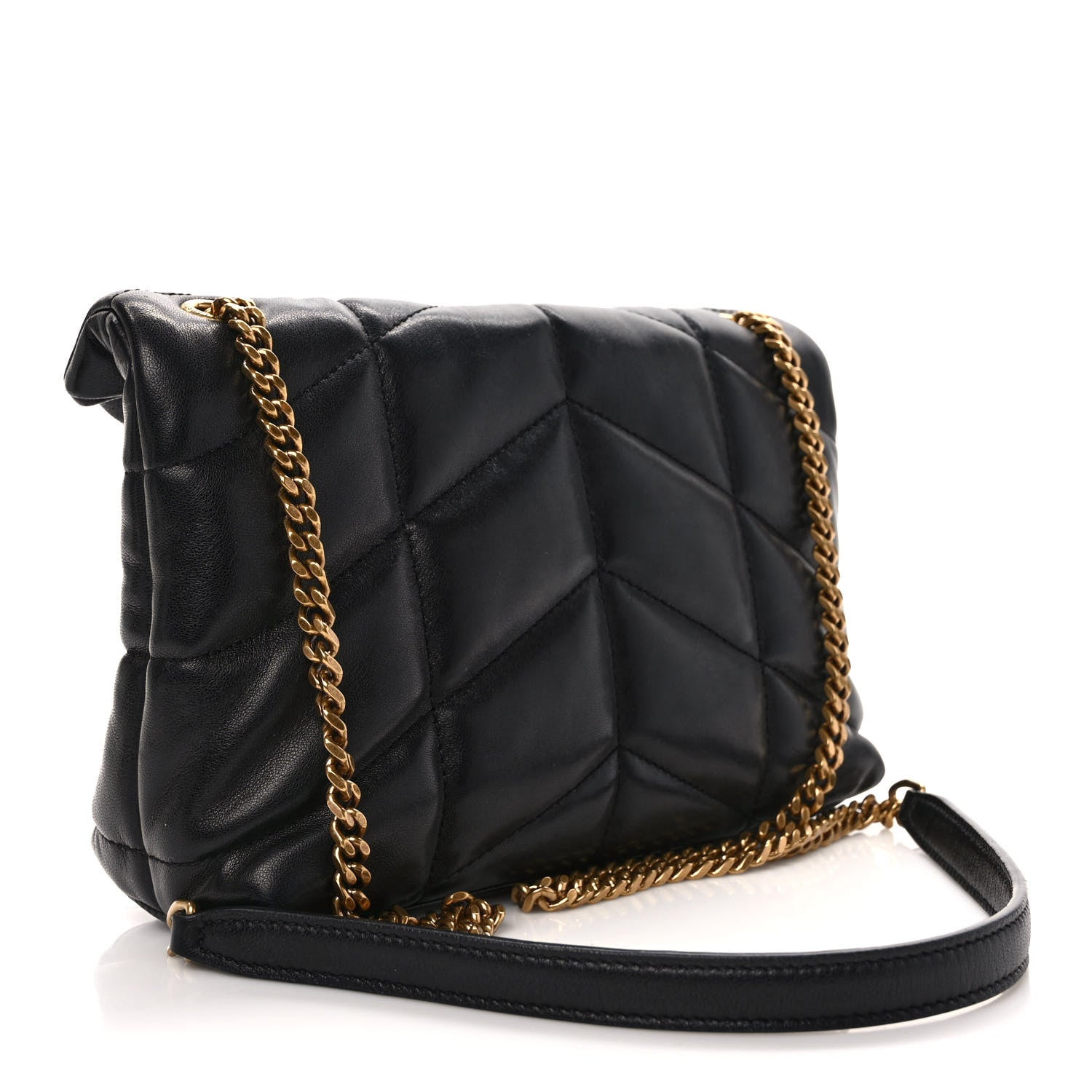 Saint Laurent Lambskin Quilted Toy Loulou Puffer Monogram Chain Satchel Black 3 of 11