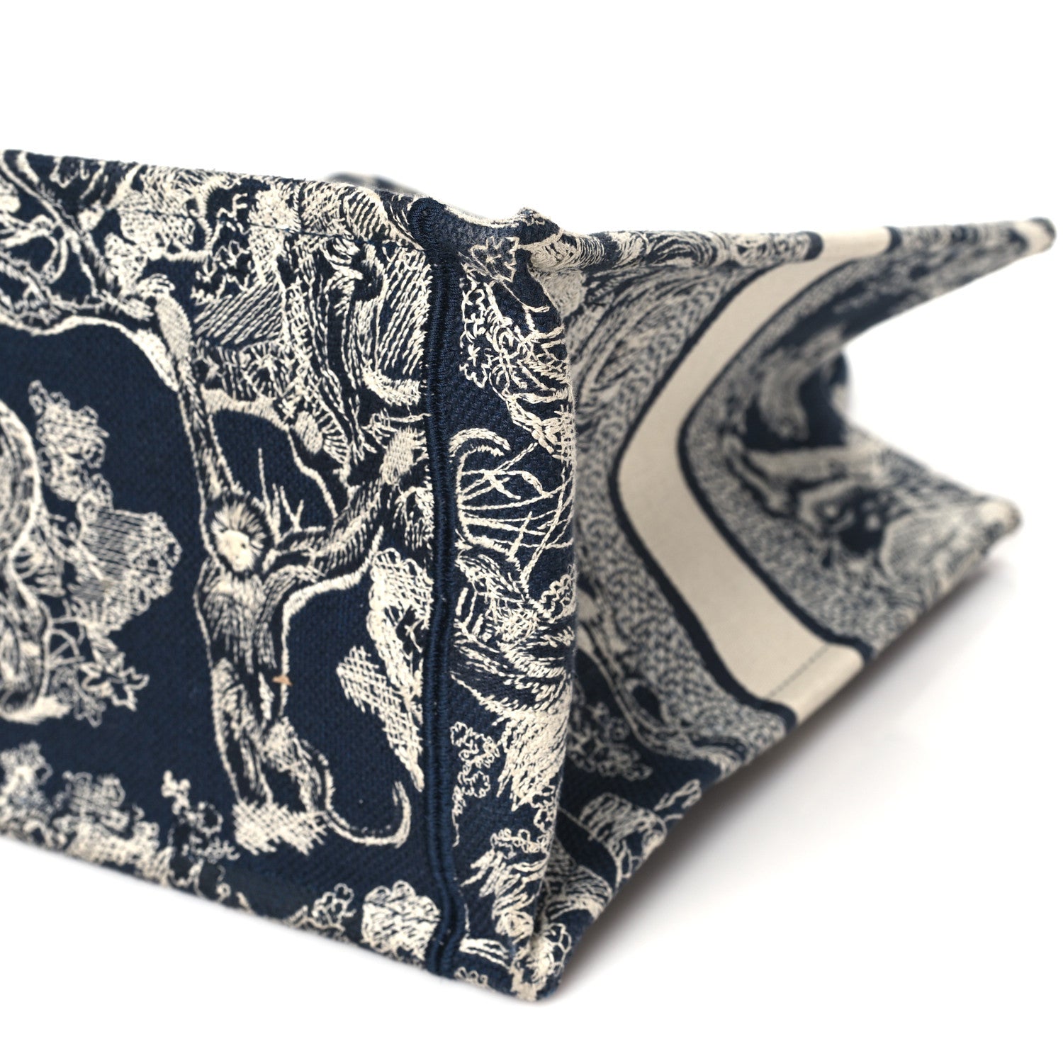 Christian Dior Canvas Embroidered Medium Toile De Jouy Reverse Book Tote Blue 10 of 13