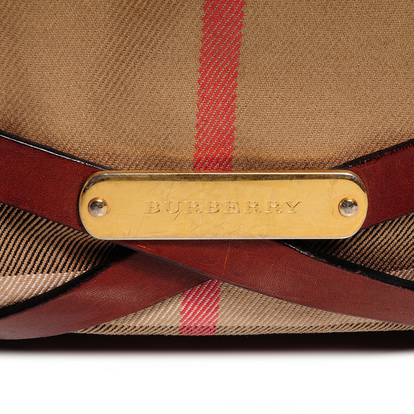 House Check Bridle Calfskin Medium Lynher Tote Dark Tan