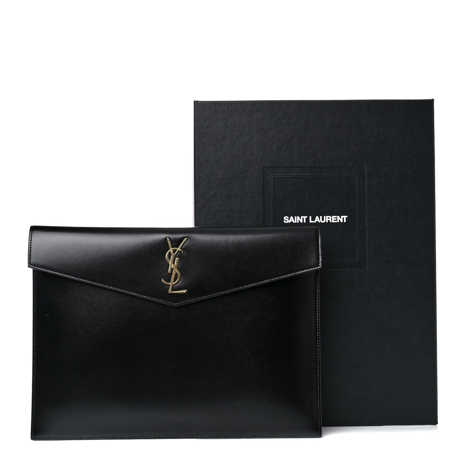 Saint Laurent Smooth Shiny Calfskin Monogram Uptown Baby Pouch Black 9 of 9