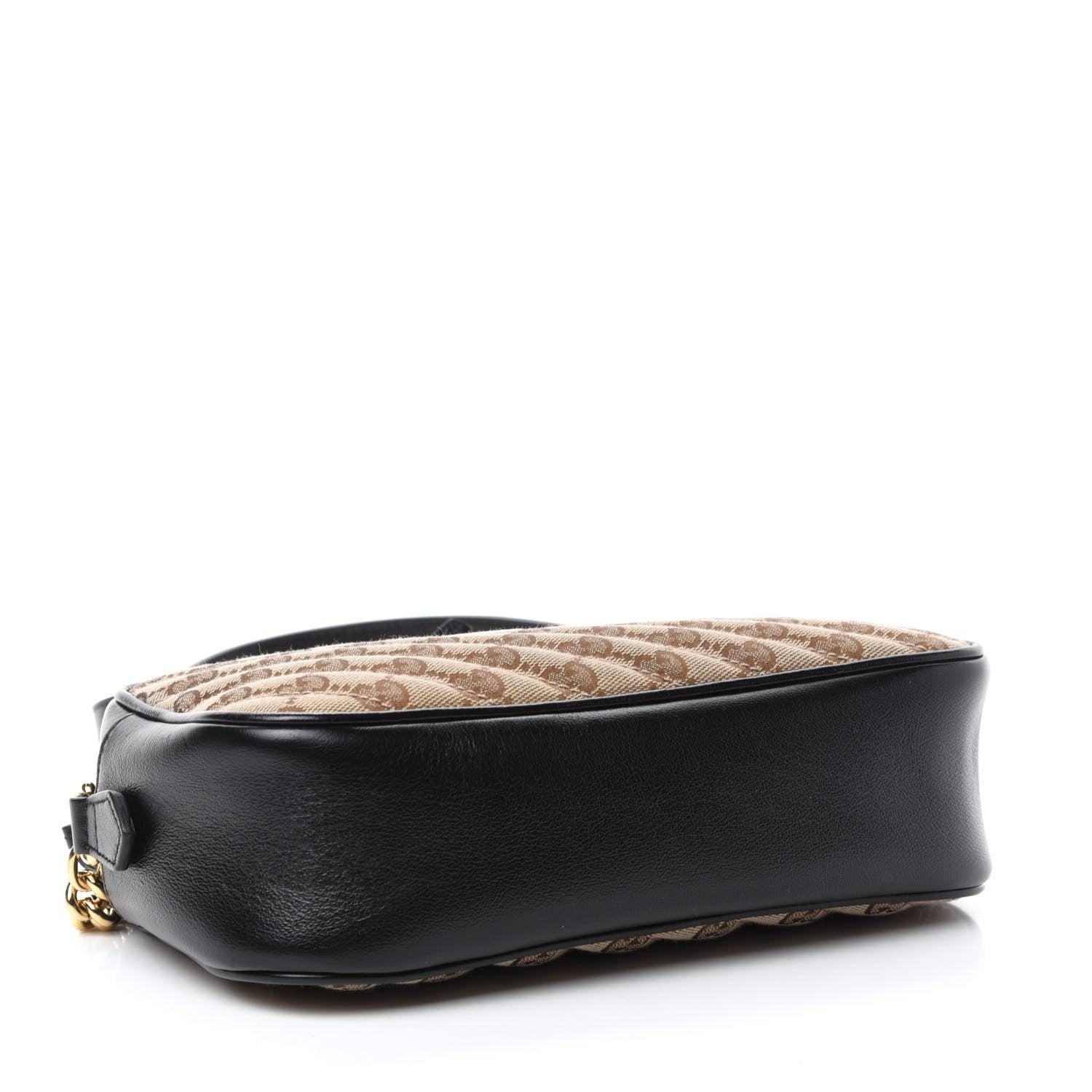 Gucci Monogram Matelasse Diagonal Small GG Marmont Chain Shoulder Bag Beige Black 4 of 11