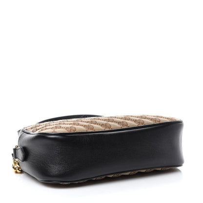 Gucci Monogram Matelasse Diagonal Small GG Marmont Chain Shoulder Bag Beige Black 4 of 11
