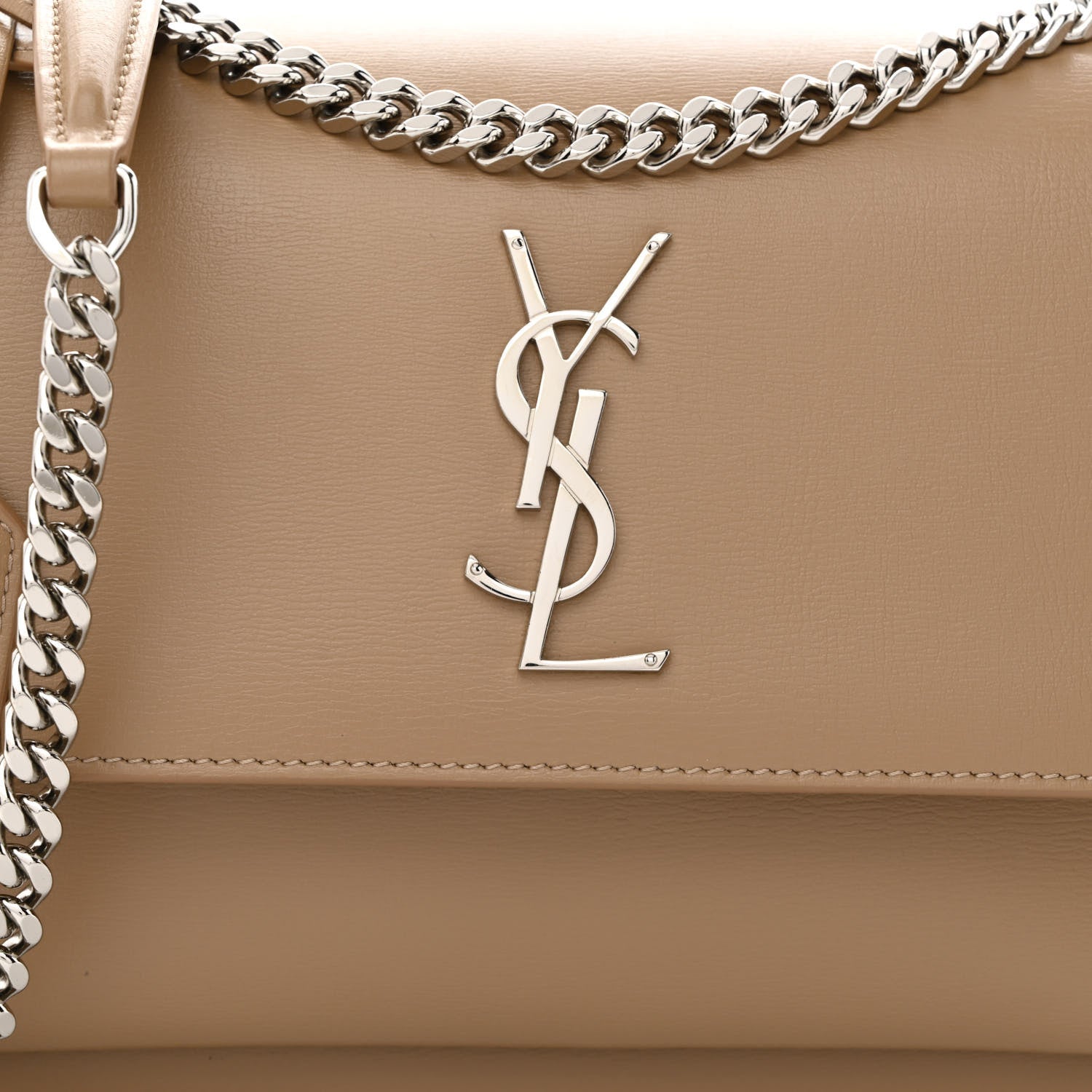 Saint Laurent Calfskin Medium Monogram Sunset Dark Beige 8 of 10