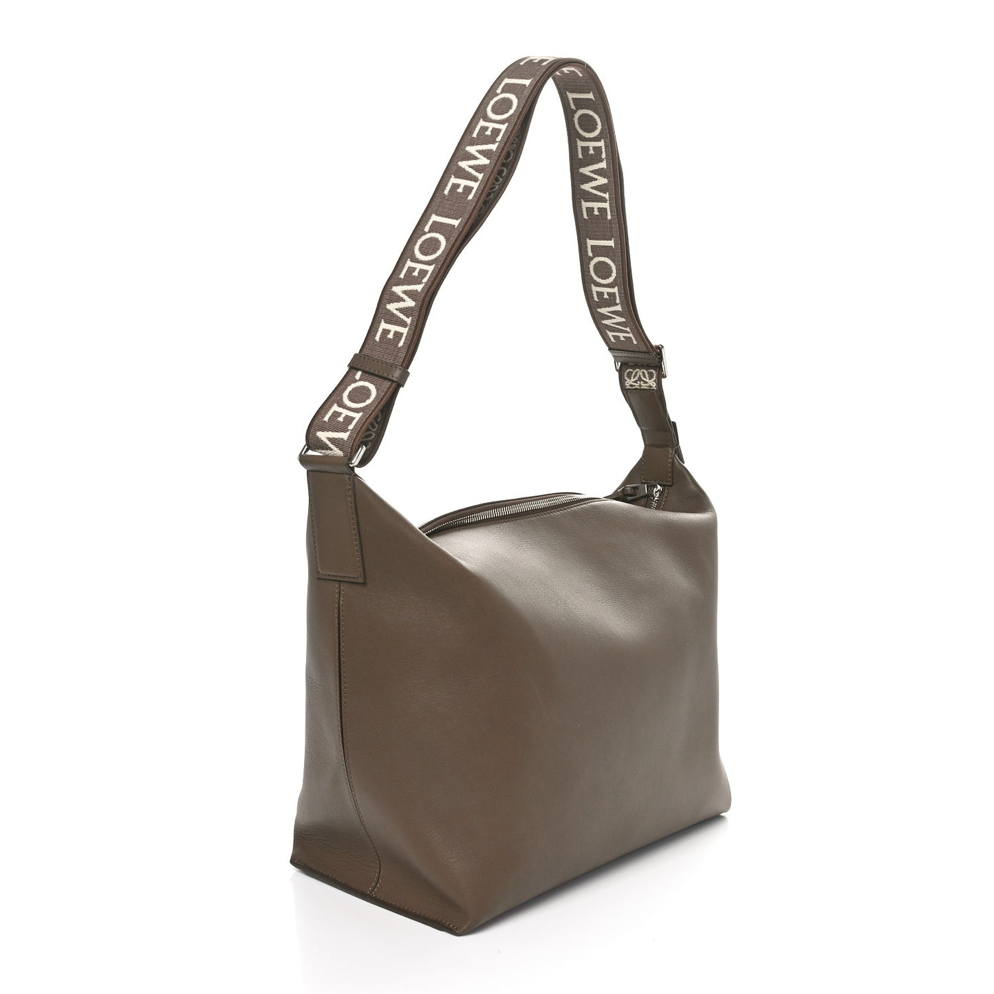 Supple Smooth Calfskin Jacquard Cubi Crossbody Bag Winter Brown