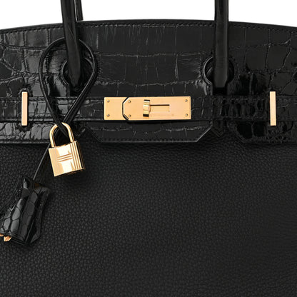 Hermes Togo Shiny Niloticus Crocodile Birkin Touch 30 Black 8 of 10