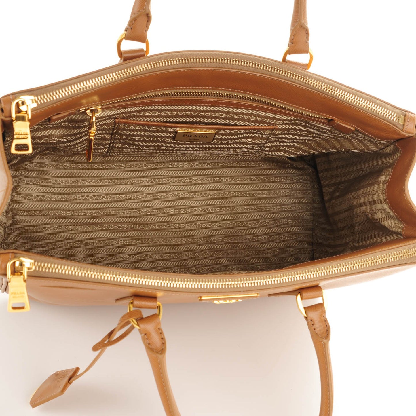 Saffiano Large Galleria Double Zip Tote Caramel
