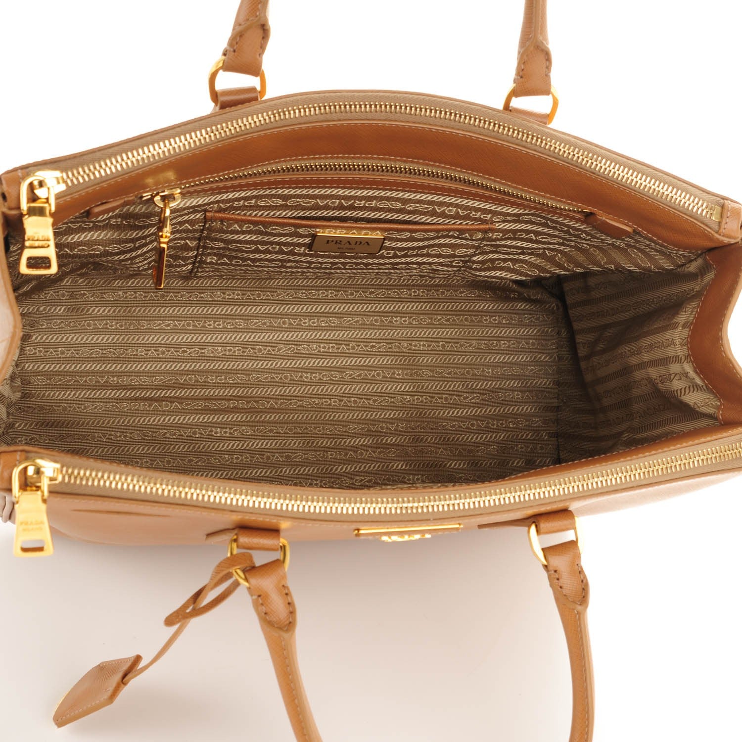 Prada Saffiano Large Galleria Double Zip Tote Caramel 5 of 9