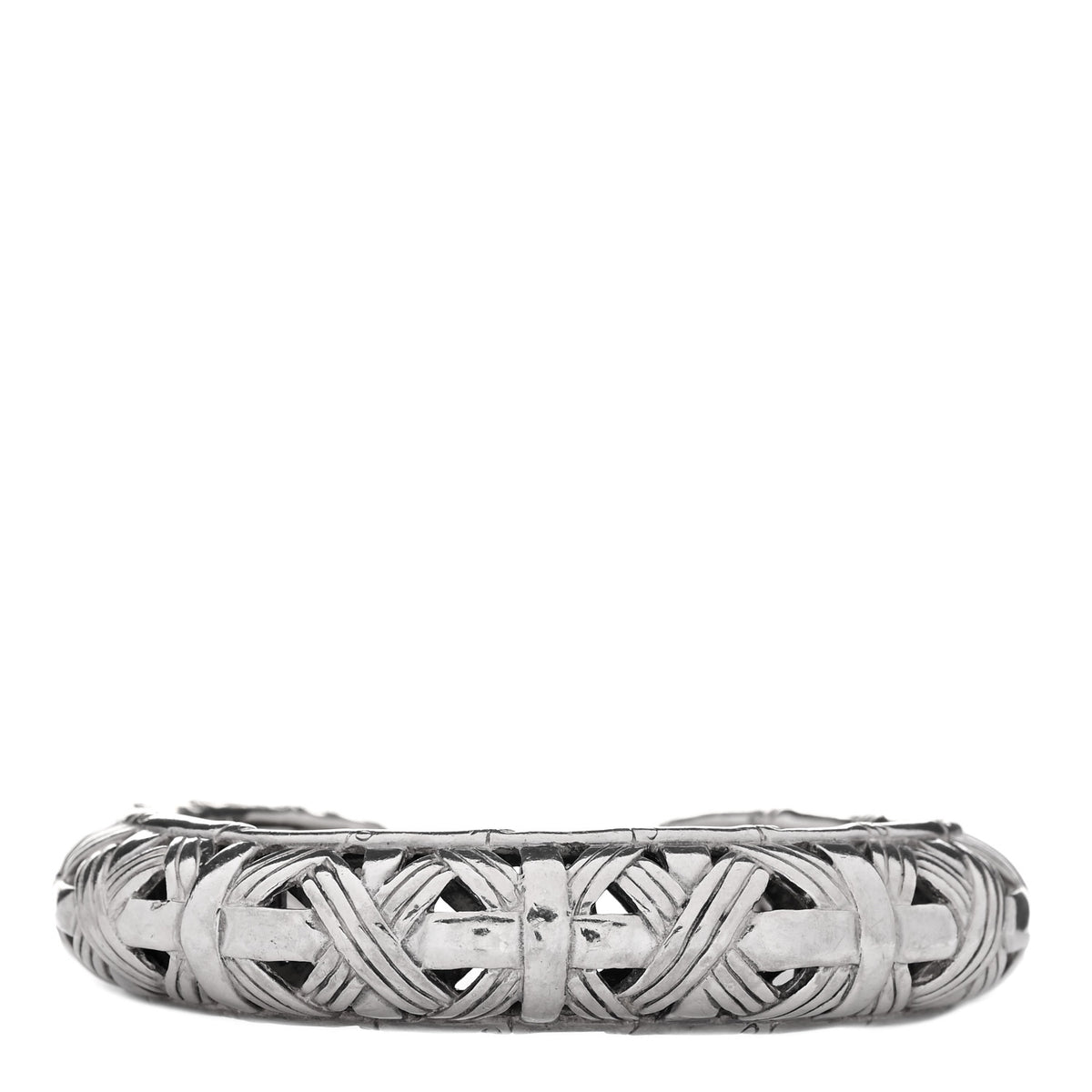 John Hardy Sterling Silver Bamboo Basketweave Hinged Cuff Bracelet 1 of 4
