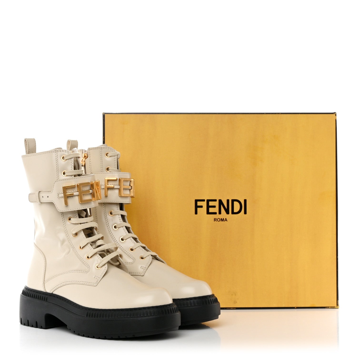 Fendi Vitello Abrasivato Fendigraphy 50mm Biker Boots 41 White 9 of 9