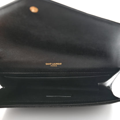 Saint Laurent Grain De Poudre Textured Mixed Matelasse Triquilt Monogram Clutch Black 9 of 11
