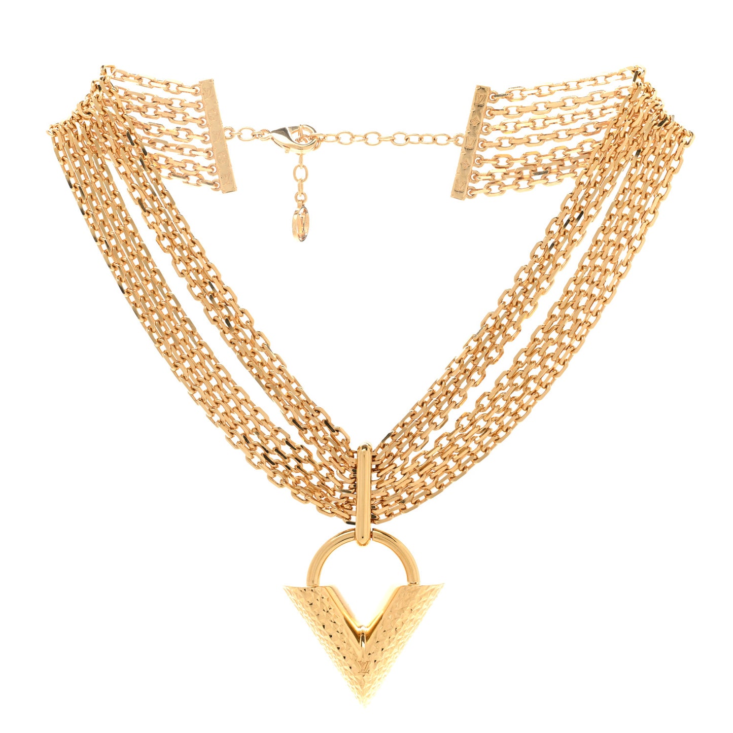 Essential V Guilloche Choker Gold