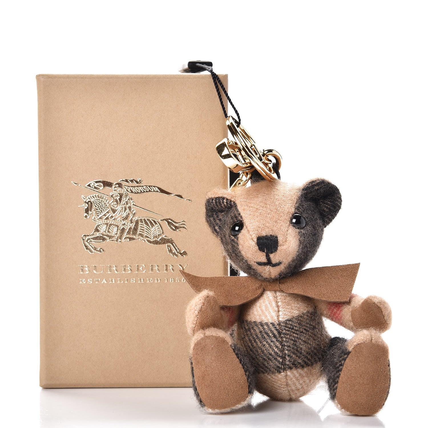 Burberry Cashmere House Check Thomas Bear Bag Charm Camel Gold 6 of 6
