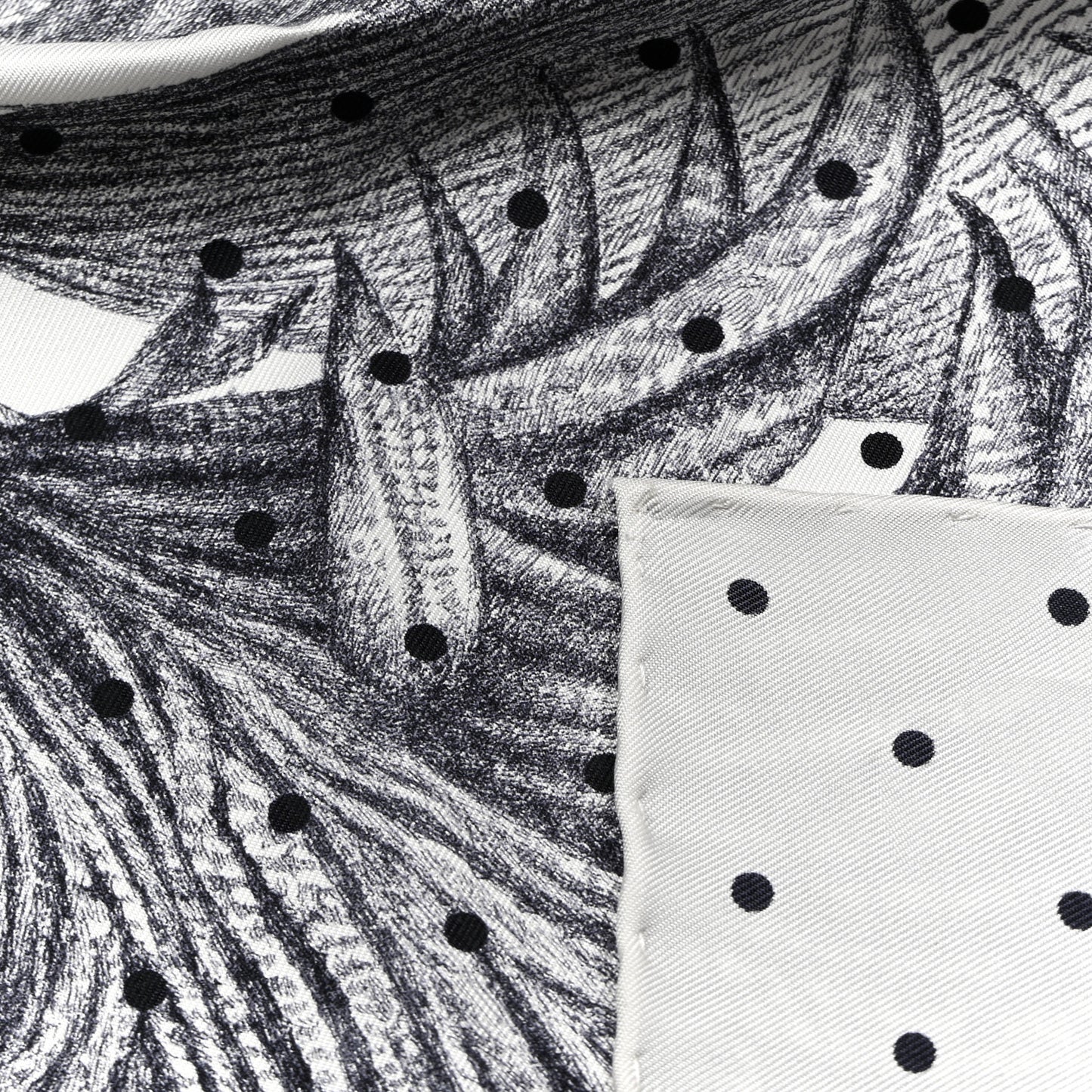 Silk Plumets Et Panaches Scarf 90 White Black Anthracite