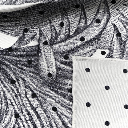 Hermes Silk Plumets Et Panaches Scarf 90 White Black Anthracite 3 of 5