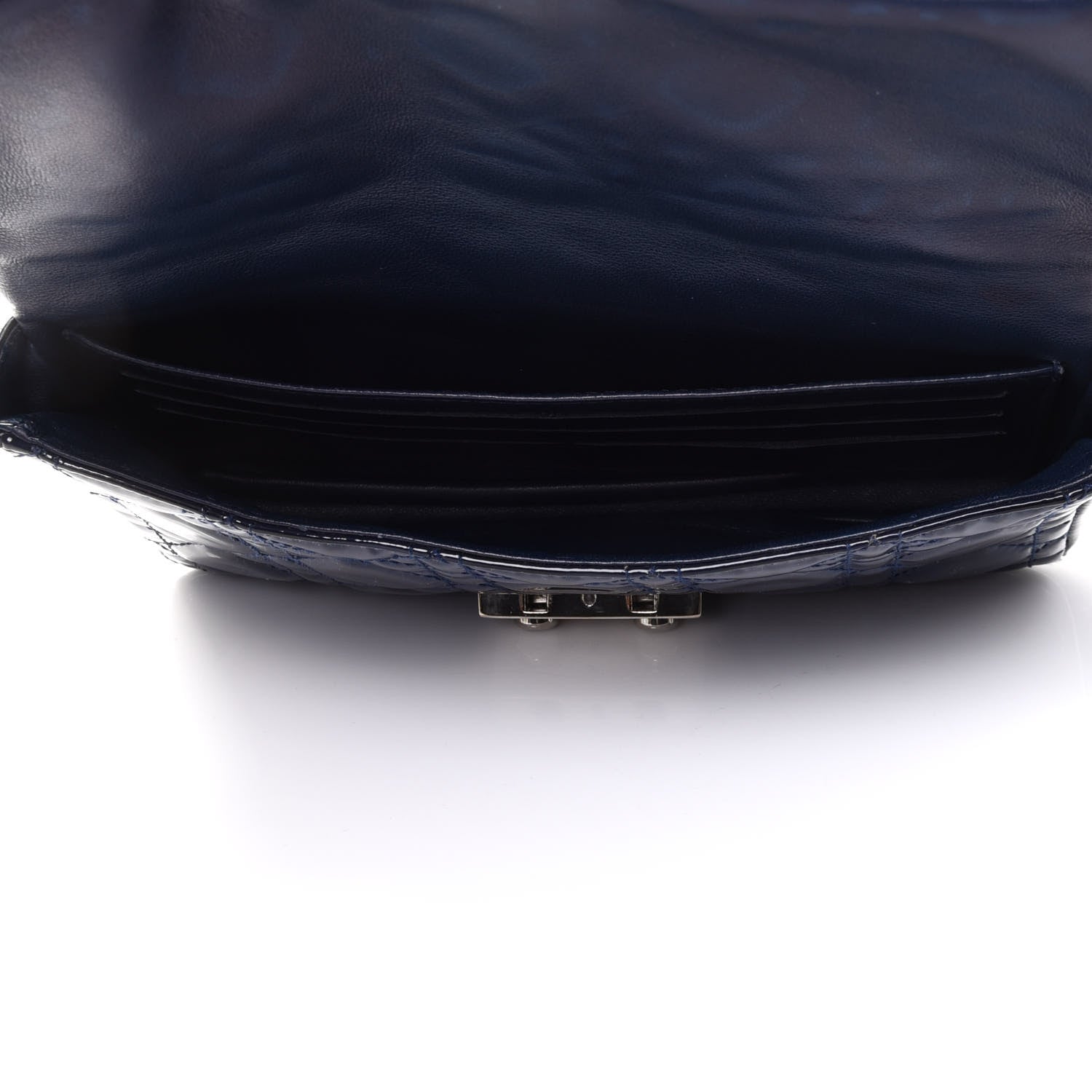 Christian Dior Patent Cannage New Lock Pouch Navy Blue 5 of 11