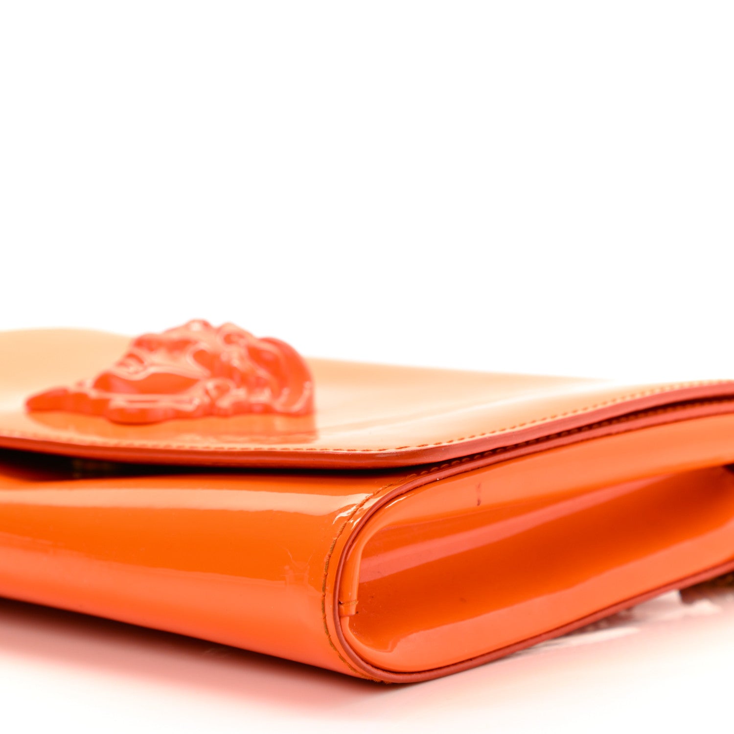 Versace Patent Palazzo Medusa Chain Evening Bag Orange 9 of 13