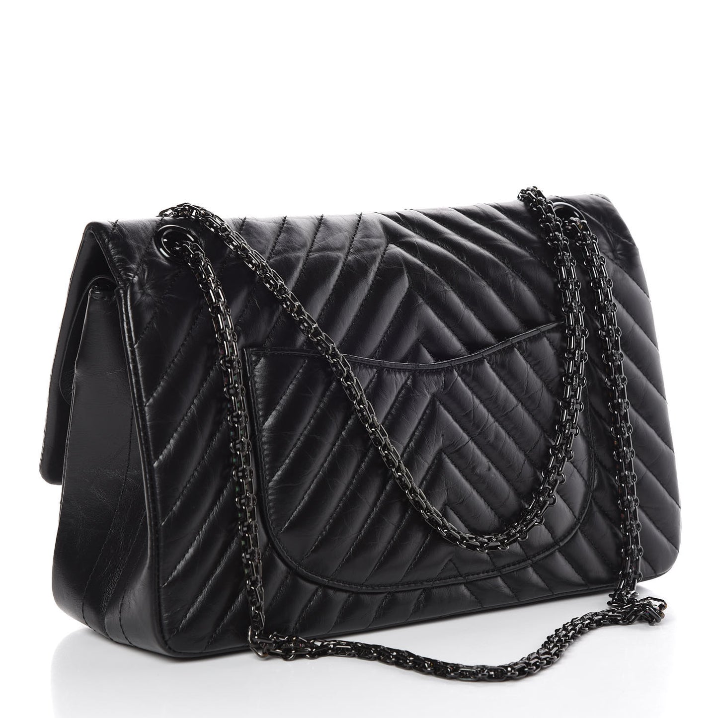 Aged Calfskin Chevron Quilted 2.55 Reissue 226 So Black