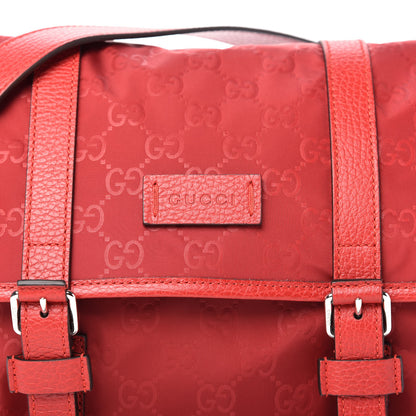 Gucci Nylon Monogram Double Buckle Flap Messenger Bag Vibrant Red 10 of 10