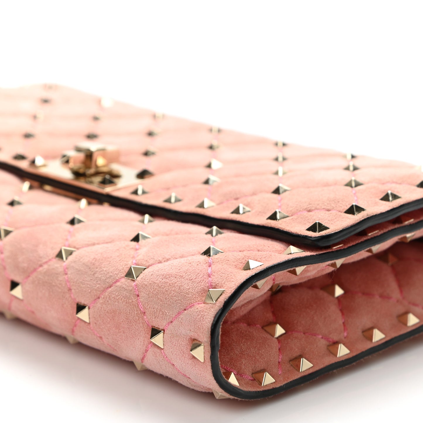 Suede Rockstud Spike Wallet on Chain Paradise Rose