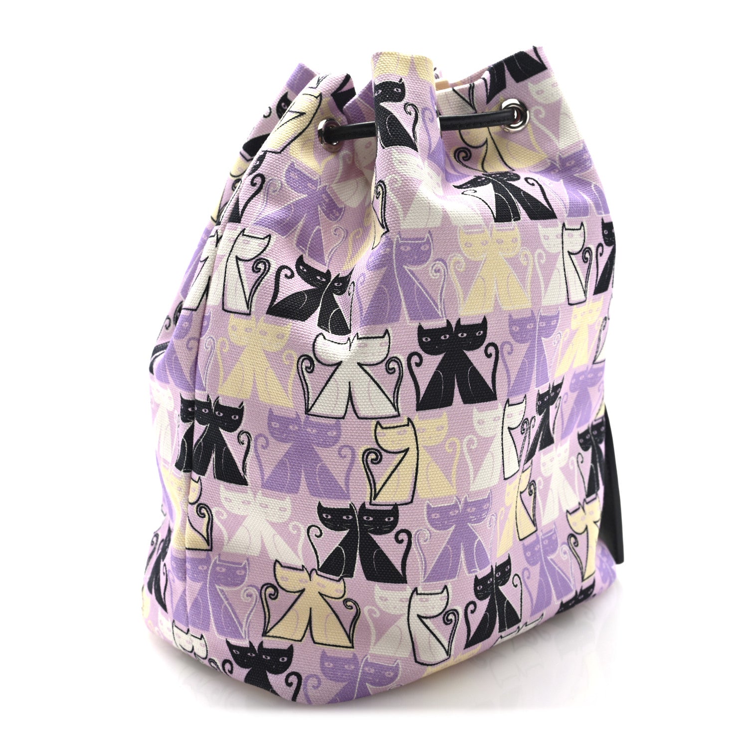 Miu Miu Canapa Cats Print Drawstring Pouch Confetto Black 3 of 6