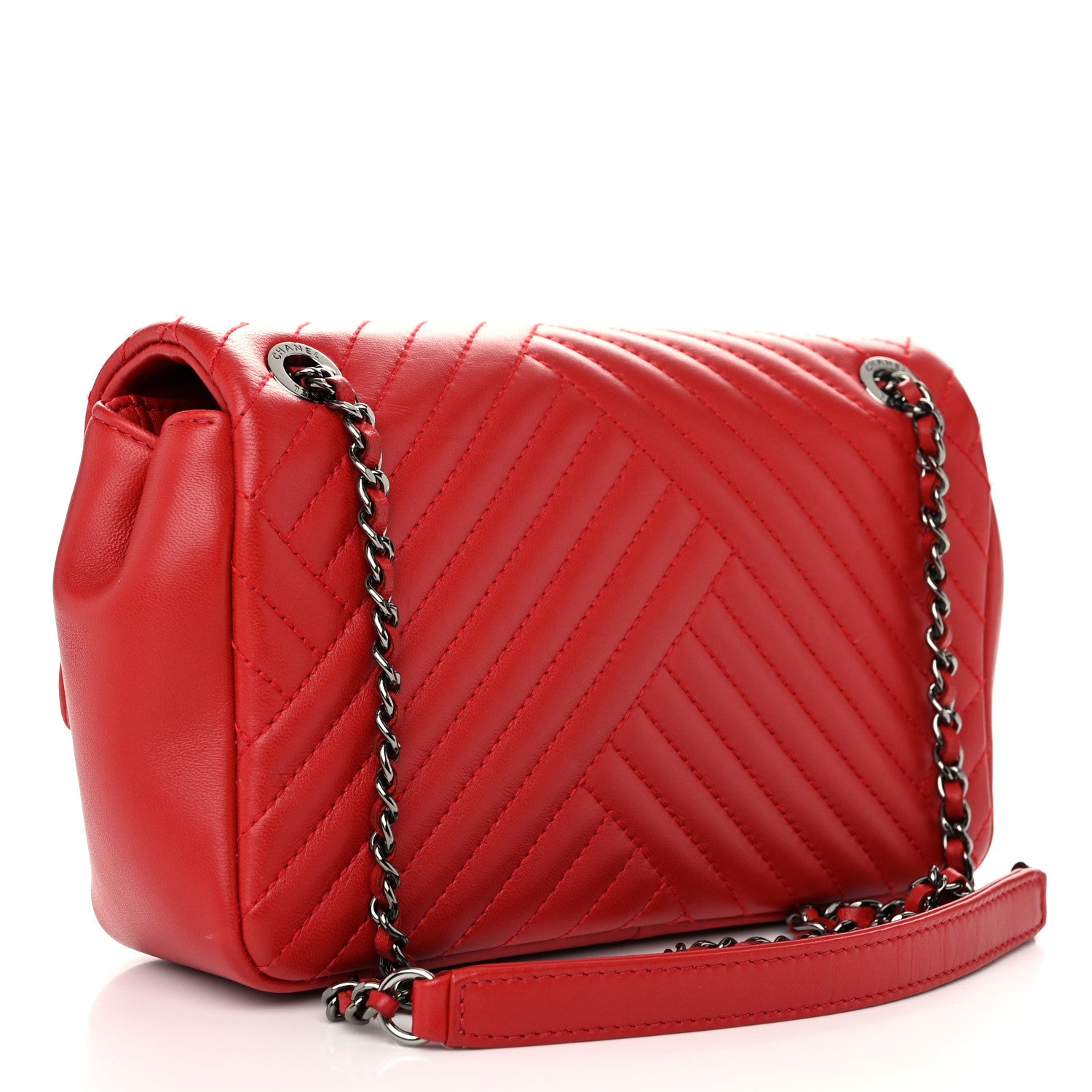 Chanel Lambskin Small CC Crossing Flap Red 3 of 12