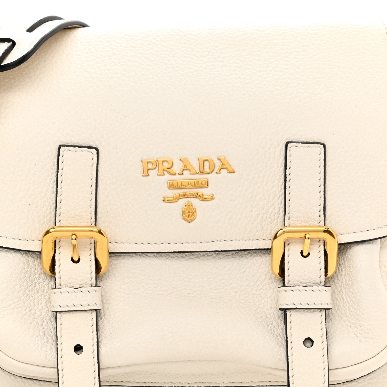 Prada Vitello Phenix Double Buckle Messenger Bag White 8 of 10