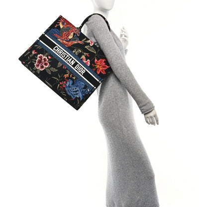 Christian Dior Canvas Embroidered Large Jardin d'Hiver Book Tote Black Multicolor 2 of 10