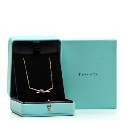 Tiffany 18K Yellow Gold Diamond Knot Necklace 3 of 5