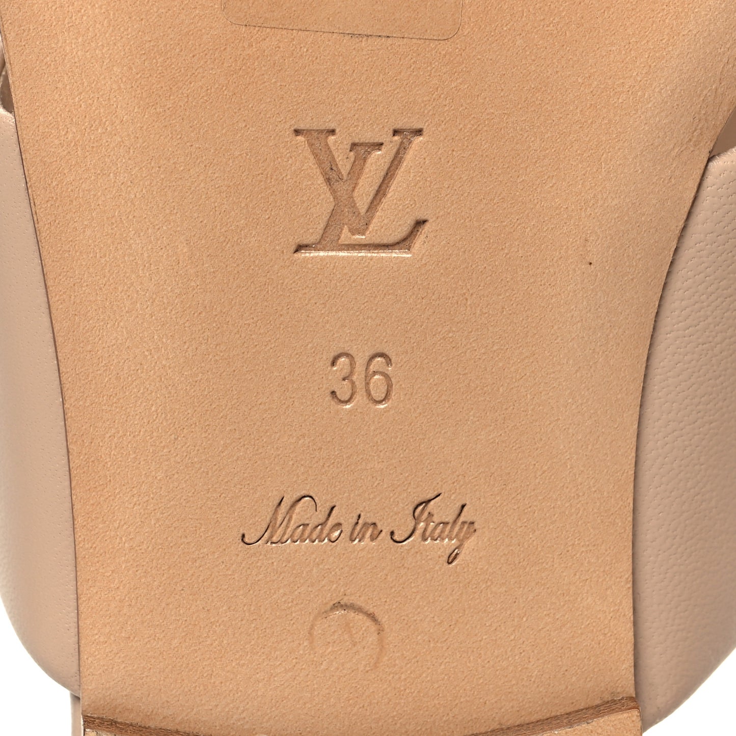 Lambskin Embossed Monogram Drapy Flat Thong Sandal 36 Beige