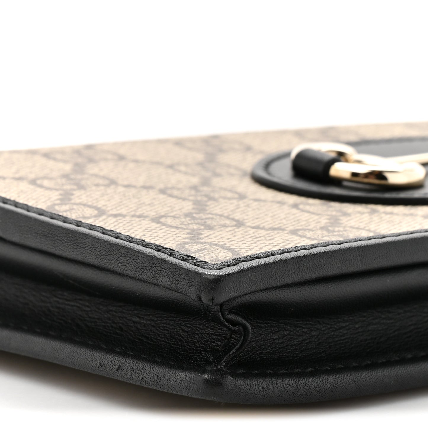 GG Supreme Monogram Azalea Calfskin Horsebit 1955 Wallet On Chain Beige Black