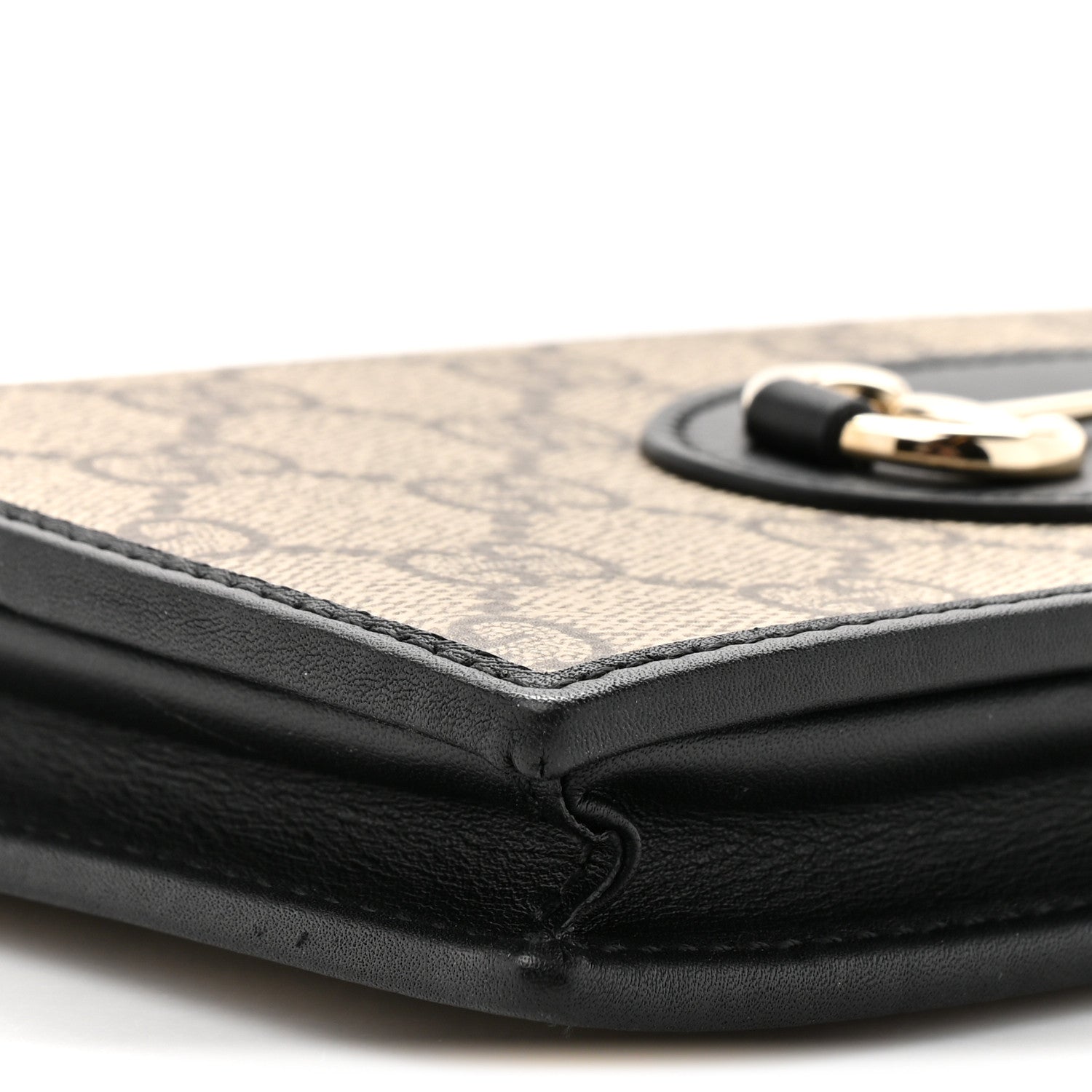 Gucci GG Supreme Monogram Azalea Calfskin Horsebit 1955 Wallet On Chain Beige Black 10 of 11