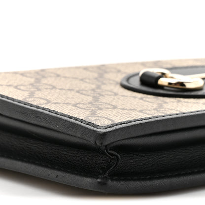 Gucci GG Supreme Monogram Azalea Calfskin Horsebit 1955 Wallet On Chain Beige Black 10 of 11