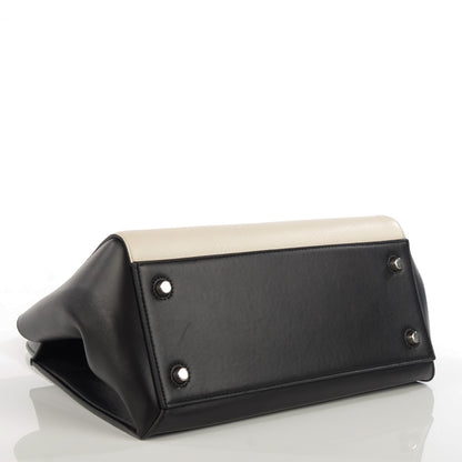 Celine Textured Calfskin Small Bi-Color Edge Shoulder Bag Black Cream 8 of 27