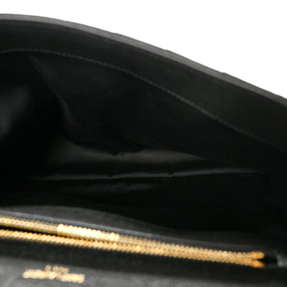 Saint Laurent Sheepskin Matelasse Chevron Monogram Large College Satchel Black 5 of 10