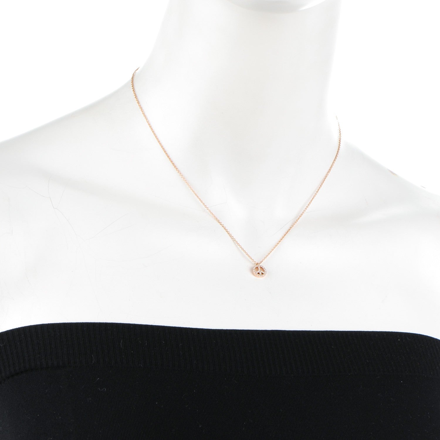 Tiffany 18K Rose Gold Diamond Mini Metro Peace Pendant Necklace 2 of 6