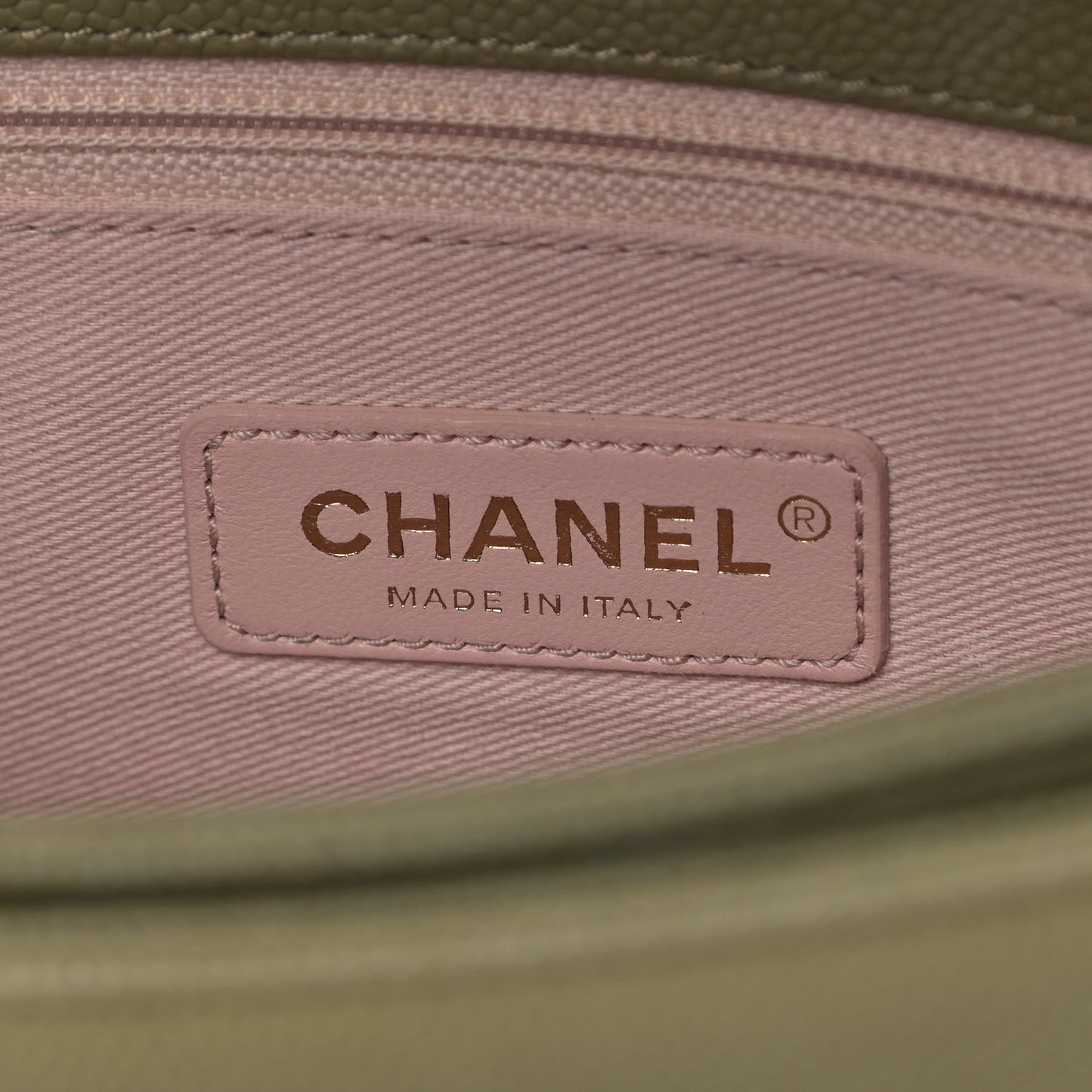 Grained Calfskin Quilted Small Cuba Top Handle Flap Khaki