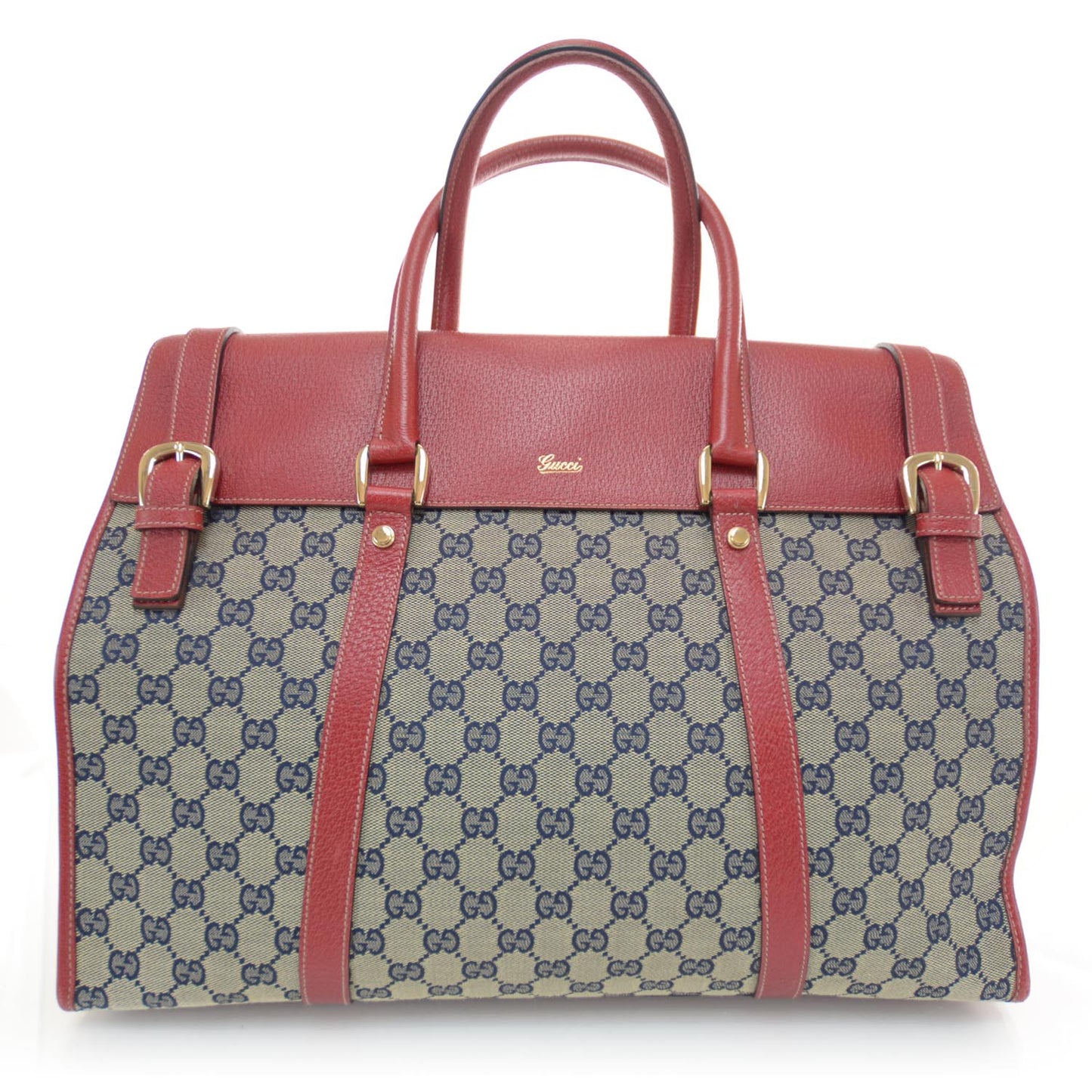 Monogram Work Tote Navy Red