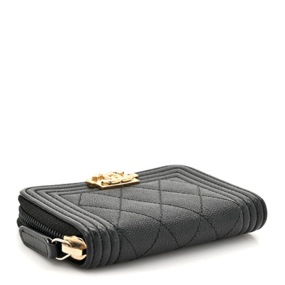 Chanel Caviar Quilted Boy Zip Around Coin Purse Wallet Black 4 of 8