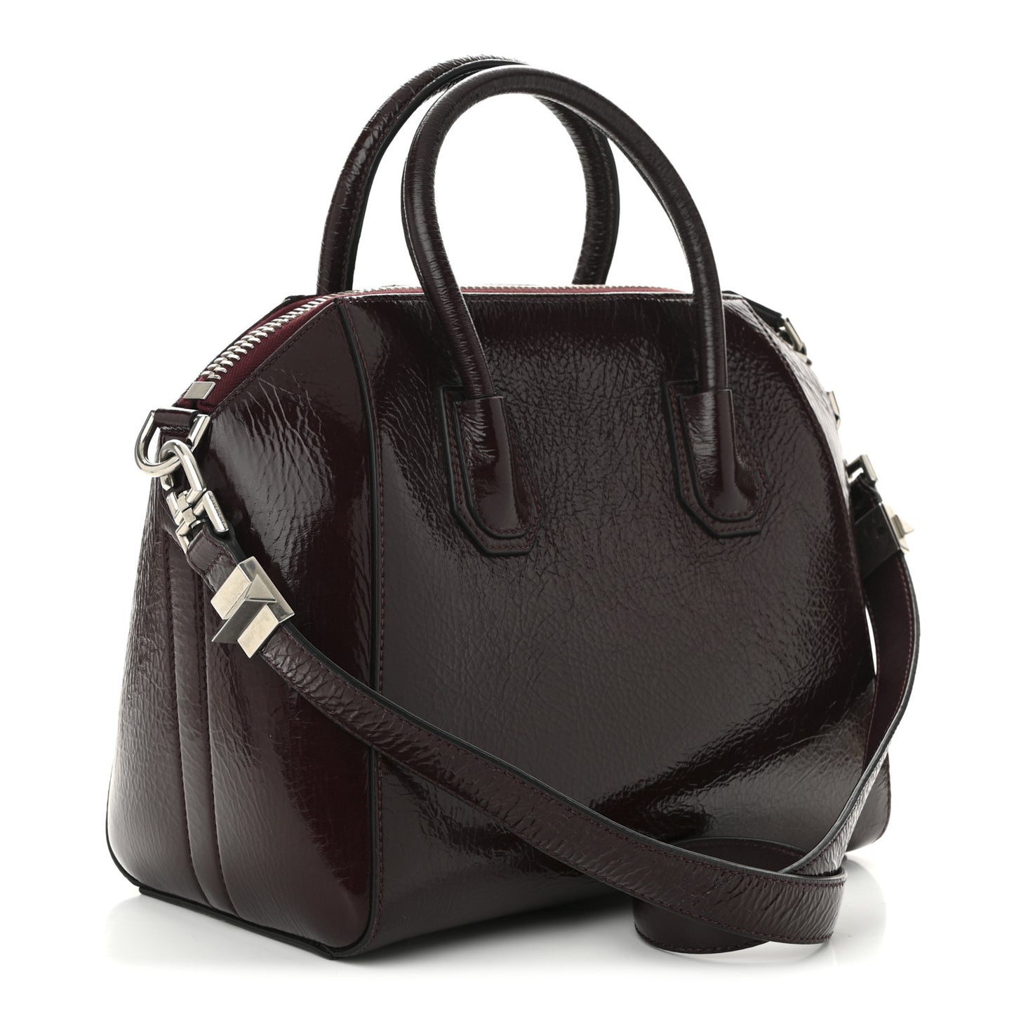 Crinkled Patent Calfskin Small Antigona Aubergine