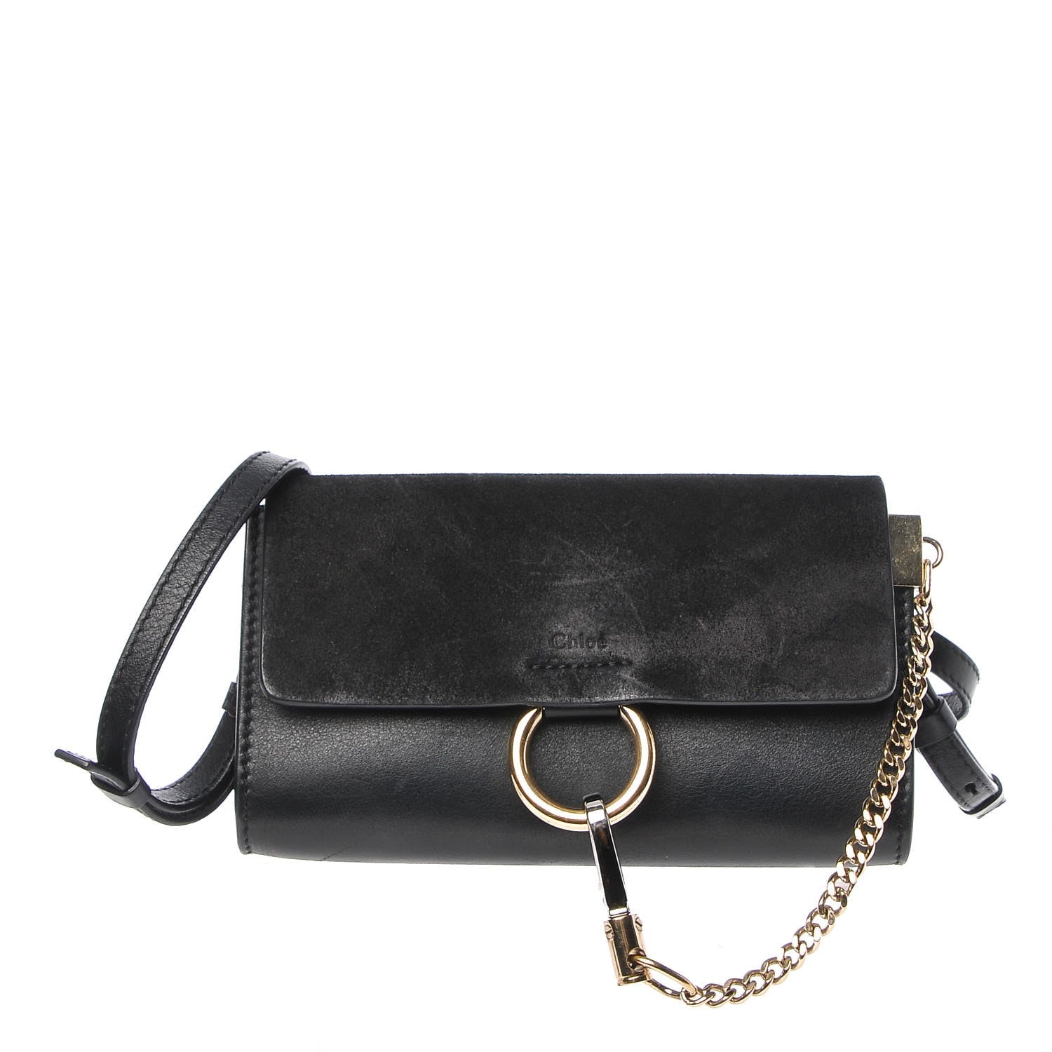 Chloe Suede Calfskin Mini Faye Shoulder Bag Black 1 of 8