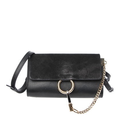 Chloe Suede Calfskin Mini Faye Shoulder Bag Black 1 of 8
