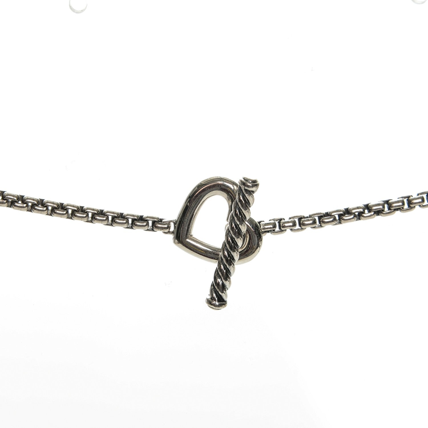 David Yurman Sterling Silver Cable Heart Chain Necklace 5 of 7