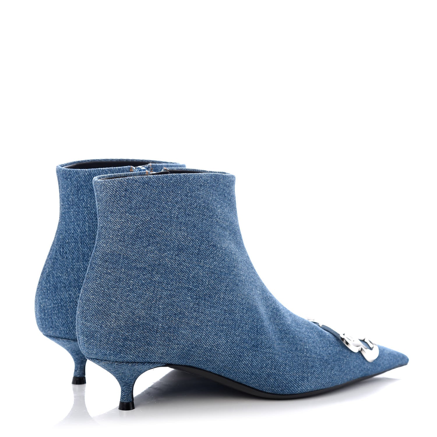 Balenciaga Denim BB Pointy Toe Ankle Booties 39 Light Bleu 4 of 11