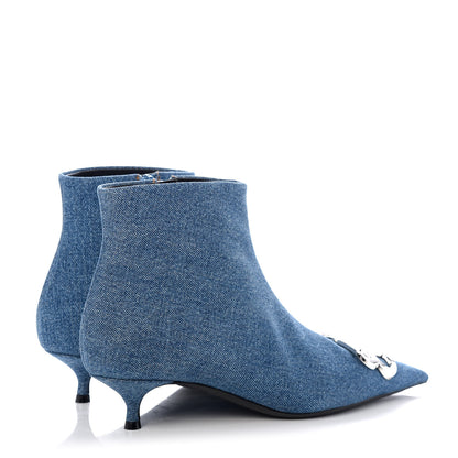 Balenciaga Denim BB Pointy Toe Ankle Booties 39 Light Bleu 4 of 11