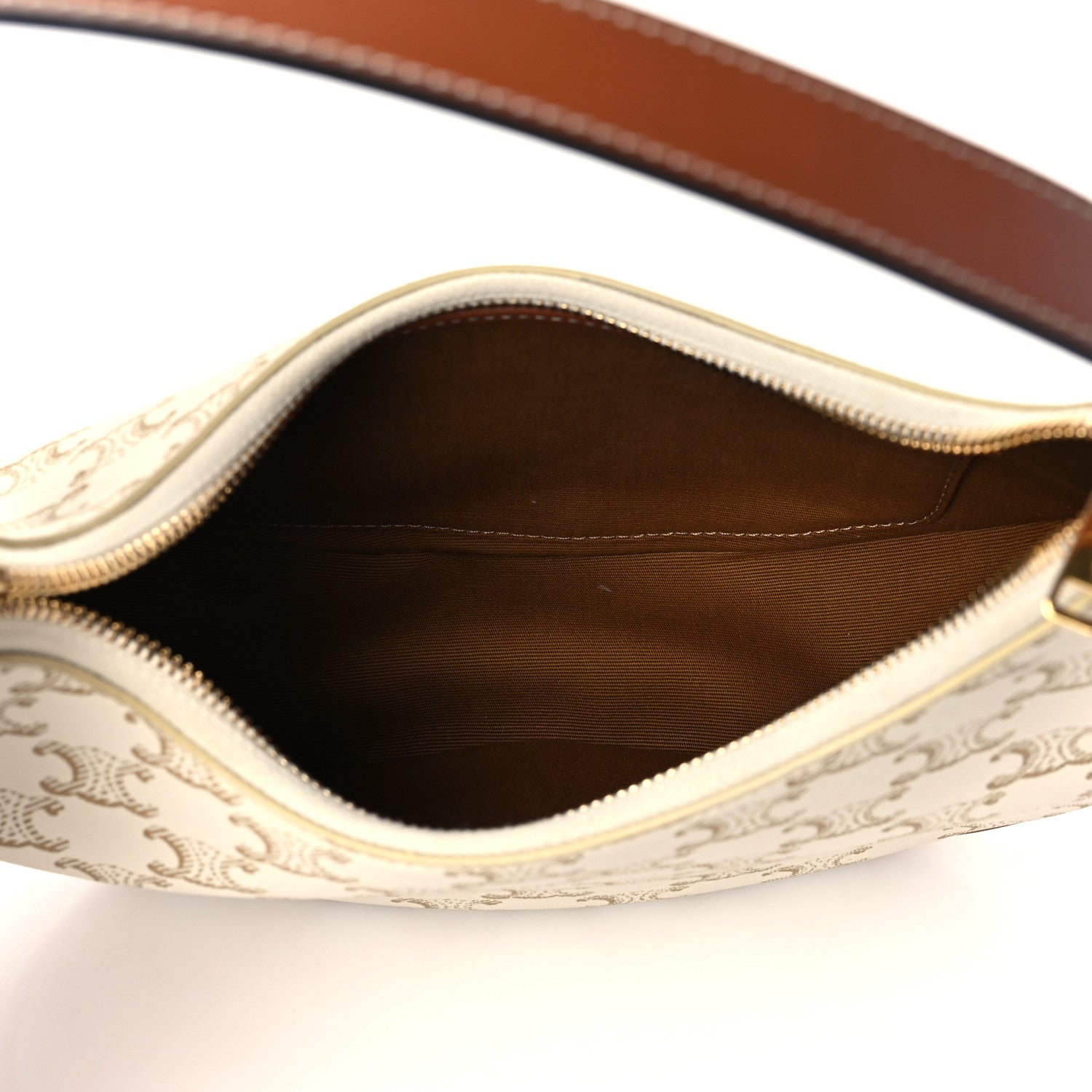 Celine Canvas Calfskin Ava Triomphe Shoulder Bag White 5 of 10