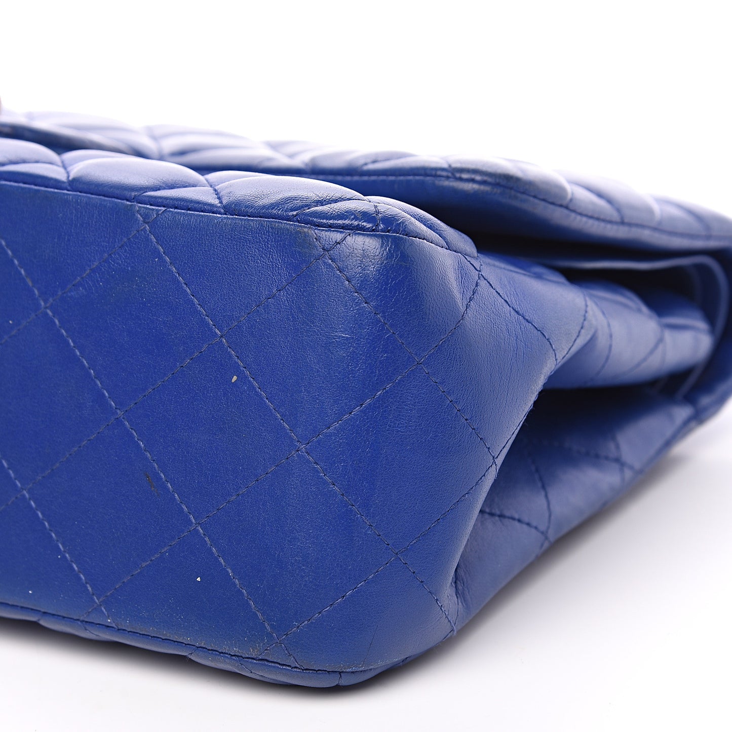 Lambskin Quilted Jumbo Double Flap Blue