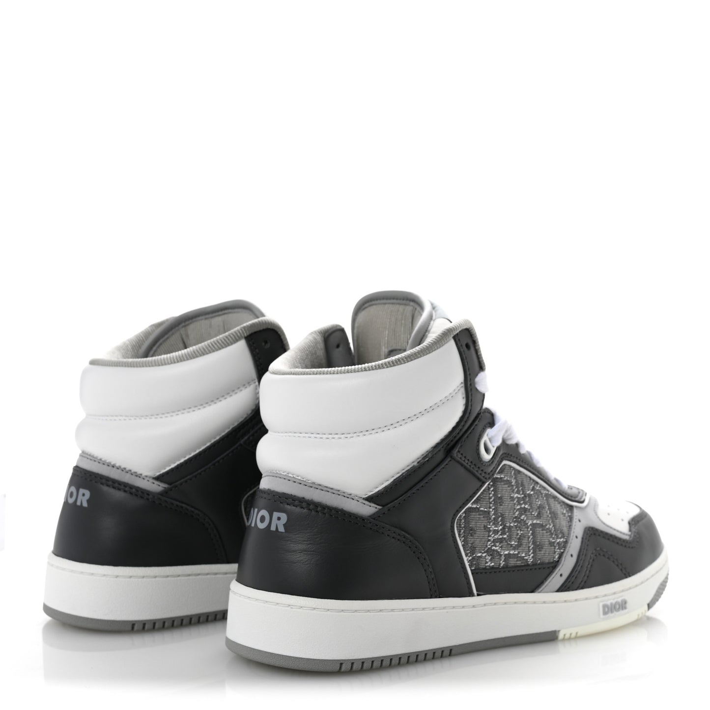 Smooth Calfskin Jacquard Oblique Mens B27 High Top Sneakers 40 Grey